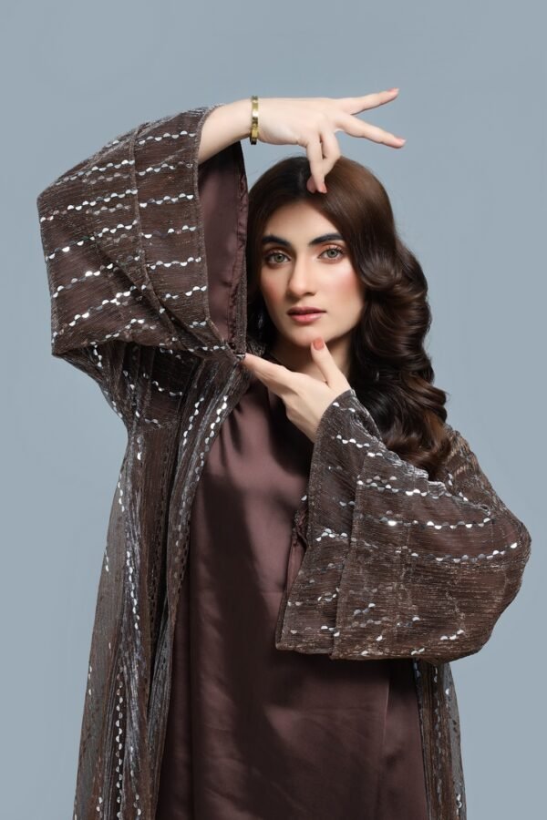 Deep Chocolate Brown Abaya - Image 4