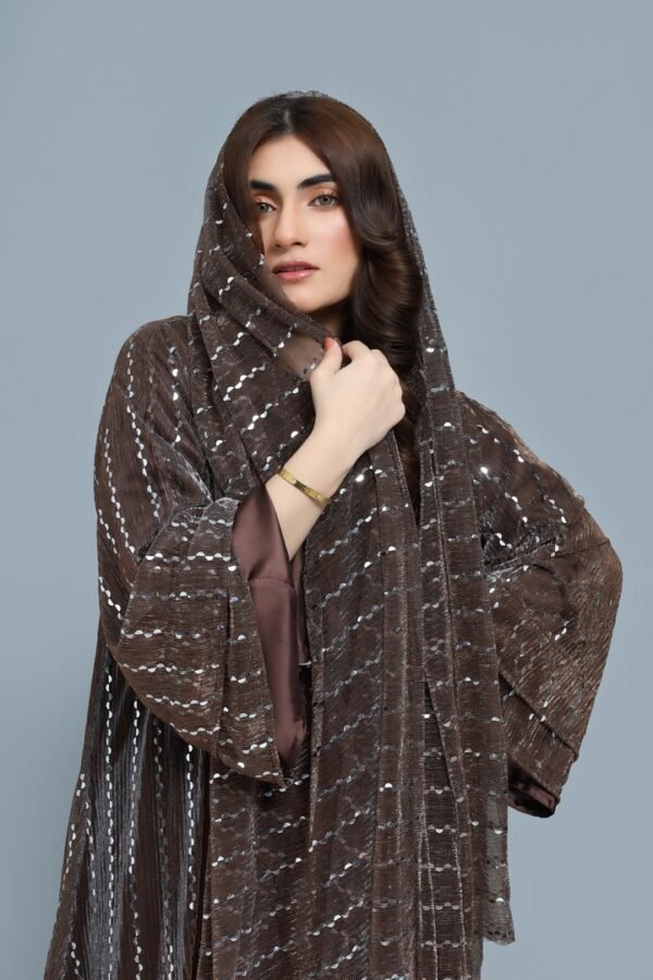 Deep Chocolate Brown Abaya - Image 3