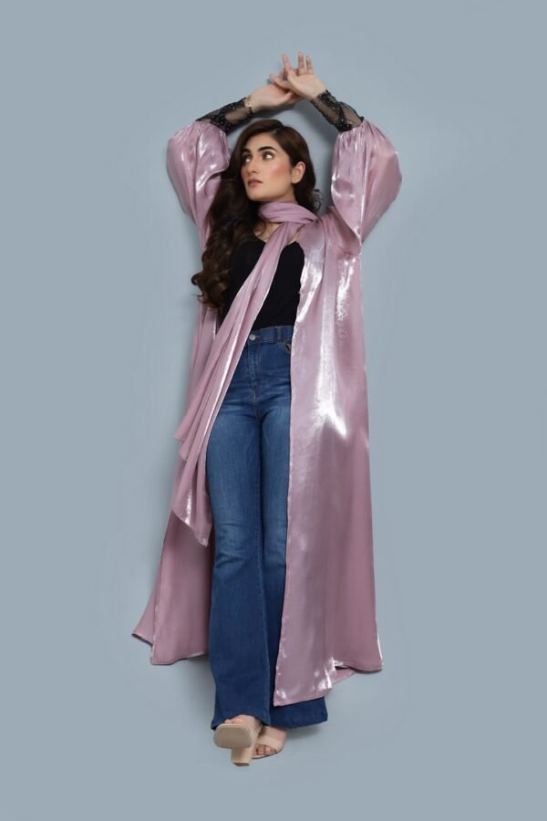 Pink Satin Abaya - Image 3