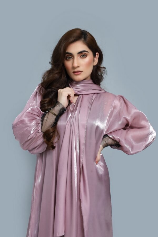 Pink Satin Abaya - Image 4