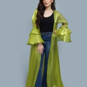 Green Long Organza Cape