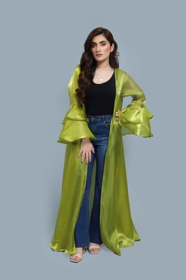 Green Long Organza Cape