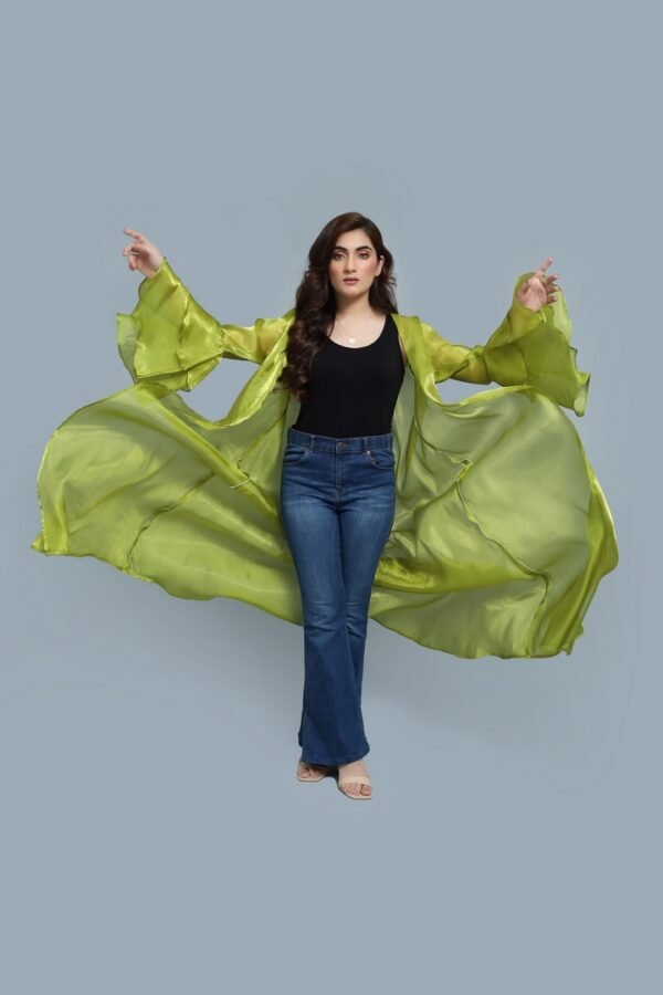 Green Long Organza Cape - Image 2