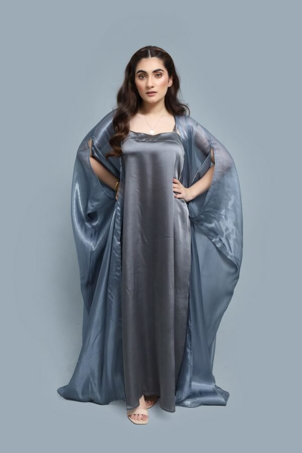 Grey Satin Abaya
