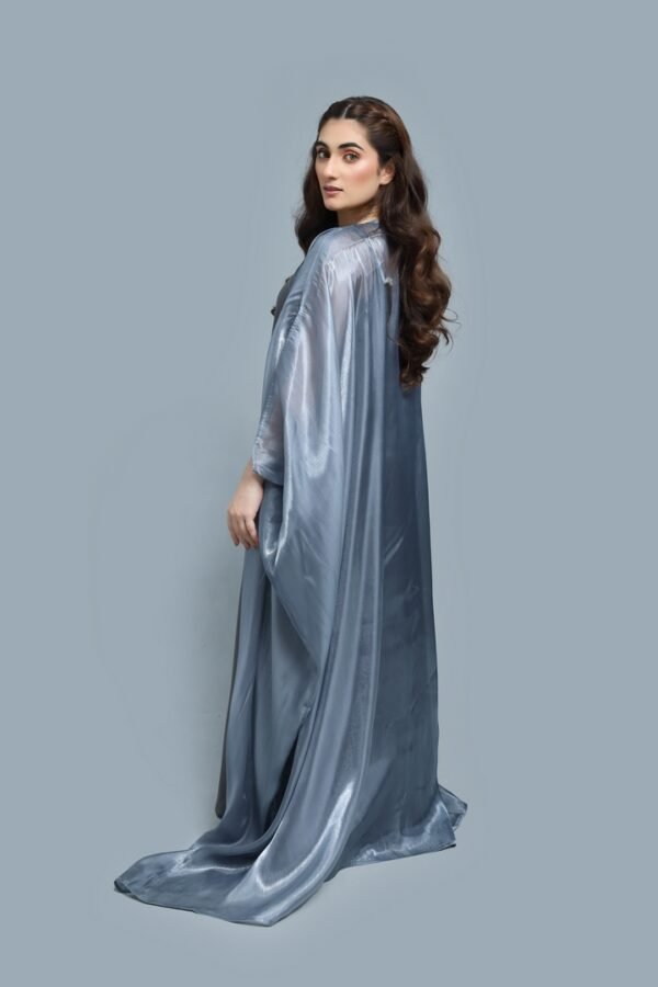 Grey Satin Abaya - Image 2