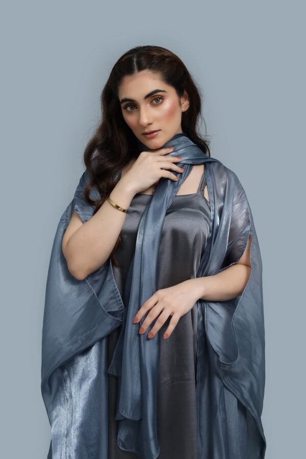 Grey Satin Abaya - Image 4