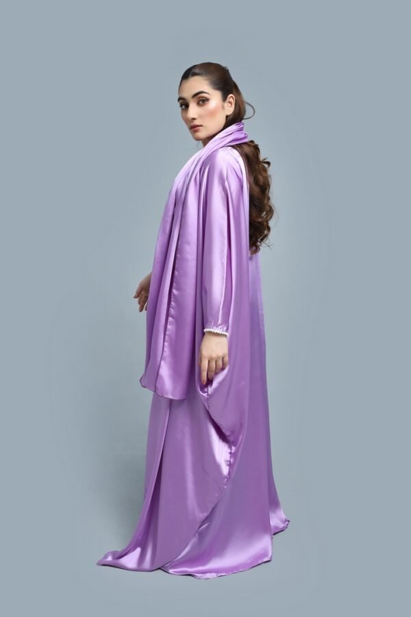 Purple Satin Abaya - Image 3