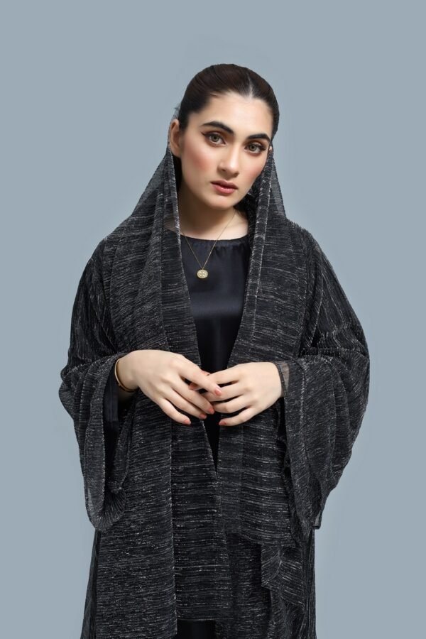 Black Textured Abaya - Image 2